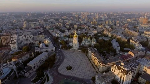 Aerial Orthodox Cathedral in Kyiv. Sophia Cathedral Kyiv. Ukraine Stock Footage