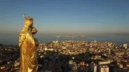 Aerial Of Our Lady Statue At Notre-Dame De La Garde Church 4K Stock Footage