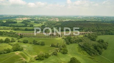 Aerial of The Ouse Valley Viaduct across the river Ouse in Sussex England Stock Photos