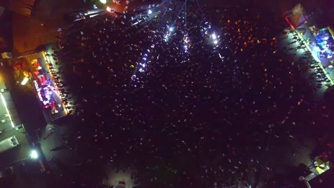 Aerial Of Outdoor Party In Night With Lights 76990654