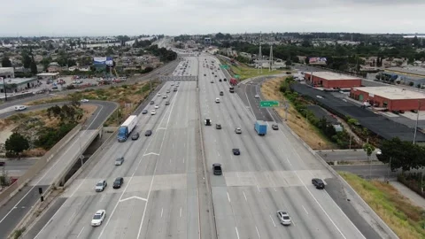 Aerial Over 91 Freeway Stock Footage 244193025