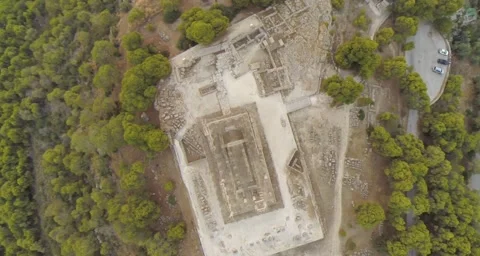 Aerial over Ancient Temple Stockbeeldmateriaal 45783277