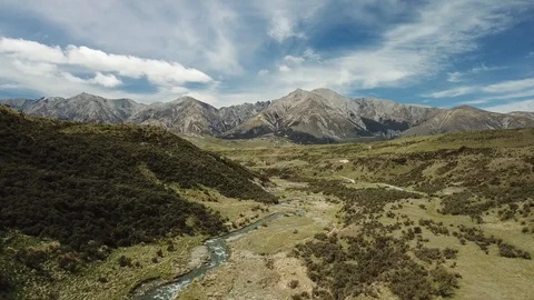 Aerial over Arthur's Pass Stock Footage 101813232
