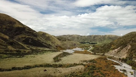 Aerial over Arthur's Pass Stock Footage 101845617