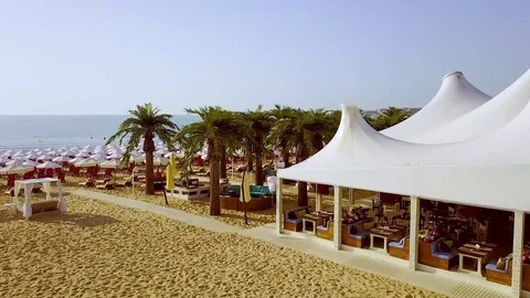 Aerial over Beach Bar Video stock 77635249