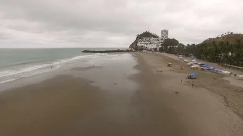 Aerial over a Beach in Samé, Ecuador 스톡 동영상 80969591
