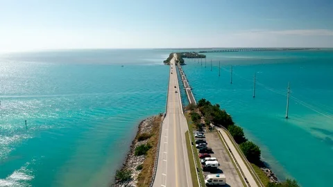Aerial Over a Bridge in the Keys, Florida Stock Footage 126998038