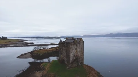 Aerial over Castle Stalker Video stock 122215683