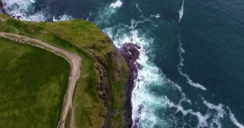Aerial Over the CLIFFS OF MOHER in Ireland 4K  Stock Footage