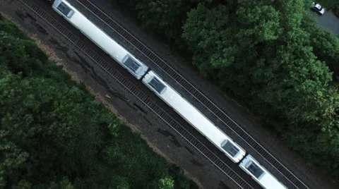 Aerial Over Commuter Train Video stock 51663535