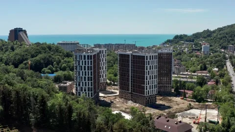 Aerial over the construction site. work as construction, builders work Vidéo 155042445