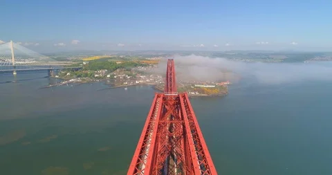 Aerial Over Firth of Forth Bridge in the UK Stock Footage 98119575