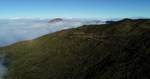 Aerial Over Haleakala Crater Pockmarked Landscape Maui Hawaii Stock Footage 118069953