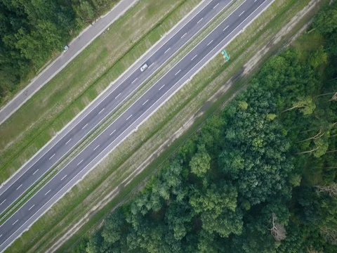 Aerial over highway in the forest Stock Footage 78205464
