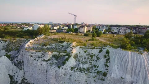 Aerial over Malmo Limestone Quarry at Dawn in Summertime Stock Footage 138600743