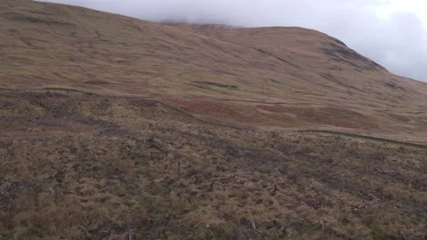 Aerial over a Moorland in Scotland Stock Footage