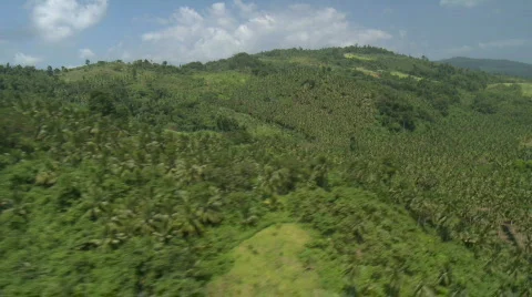 Aerial over a Mountain Range covered in Rain Forest Stock Footage 549929