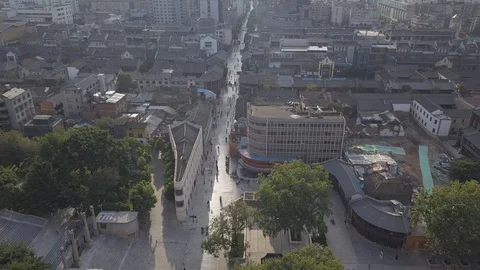 Aerial Over old town,Kunming,Yunnan,China Stock Footage