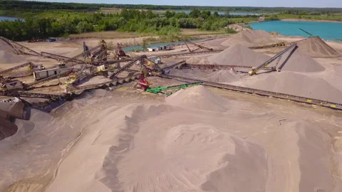 Aerial over an open pit aggregate quarry. Stock Footage 132779316
