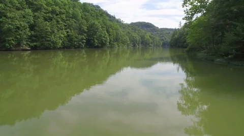 Aerial over Red River / Daniel Boone National Forrest in Appalachian Mountains Stock Footage 64284728