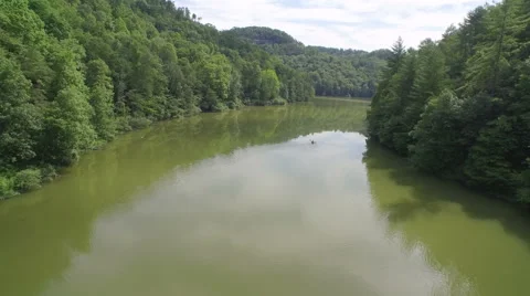 Aerial Over Red River / Daniel Boone National Forrest in Appalachian Mountains Stock Footage 64284979