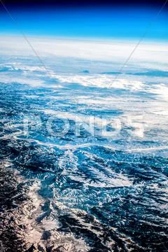 Aerial over rocky mountains Stock Photos