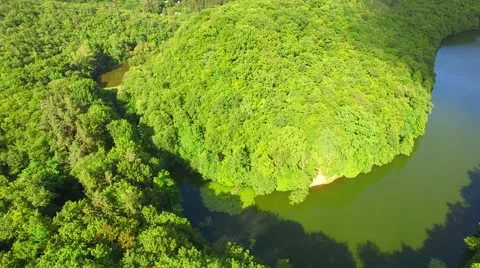 Aerial over small pond Stock Footage 64318219