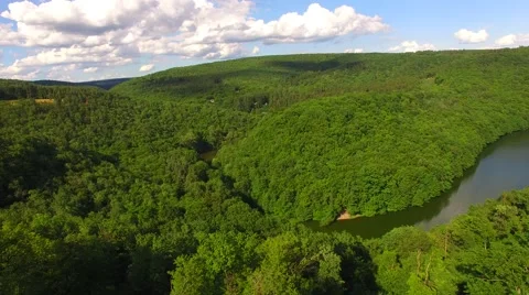 Aerial over small pond Stock Footage 64318611
