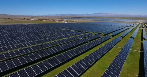 Aerial over solar panel field Stock Footage 104814571