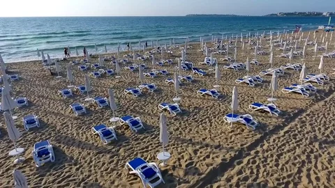 Aerial over Sunny Beach Video stock 77635284