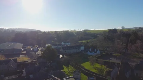 Aerial over UK town Stock Footage 122215813