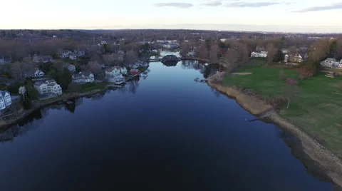 Aerial over waterfront town, 4K Stock-Footage 51237266