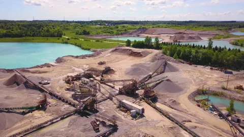Aerial over a working quarry Stock Footage 132790594