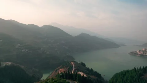 Aerial Over Yangtze River Three Gorges Scenic Views Stock Footage 320921653