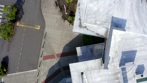Aerial Overhead Abstract View of Commercial Building Entrance Stock Footage
