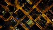Aerial Overhead Night View Of Chicago City Freeways And Skyscrapers Stock Footage