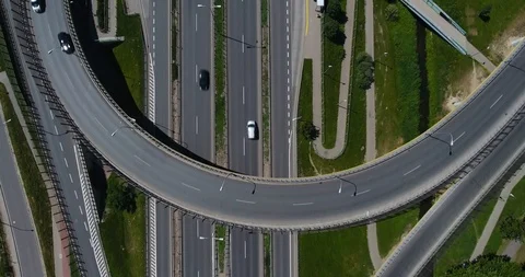 Aerial Overhead Shot Of Congested Highway Stock Footage 90601965