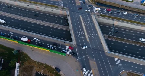 Aerial Overhead Shot Of Highway Intersection Stock Footage 92364982