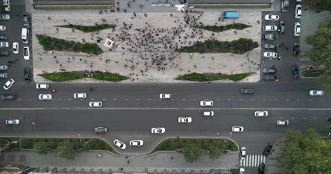 Aerial overhead shot on Protesting people manifestation in front of parliament Stock Footage 141196483