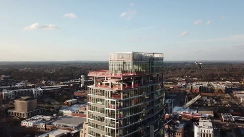Aerial Overhead Shot of Skyscraper Under Construction Stock Footage 120664153