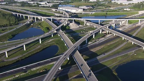 Aerial overhead view Interstate 95 Intersection Fort Lauderdale 動画素材 80169895
