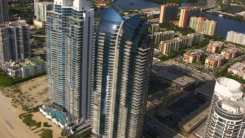 Aerial overhead view Jade Ocean Condominiums Miami Florida 動画素材 80170133
