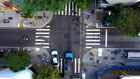 Aerial overhead view of road intersection at Rua Oscar Freire street Video stock 114845642