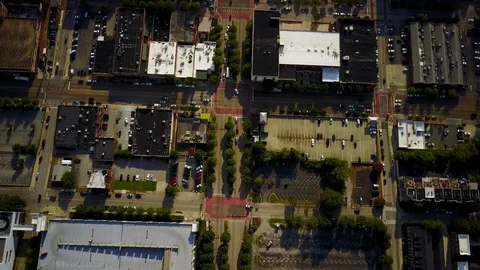 Aerial Overhead View of Streets in Downtown Chattanooga TN, 4K Stock Footage
