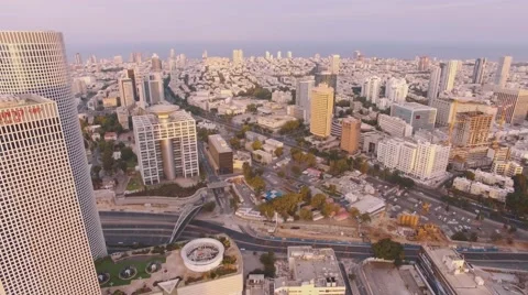 Aerial overhead view Tel Aviv city skyscrapers Stock-Footage 69022575
