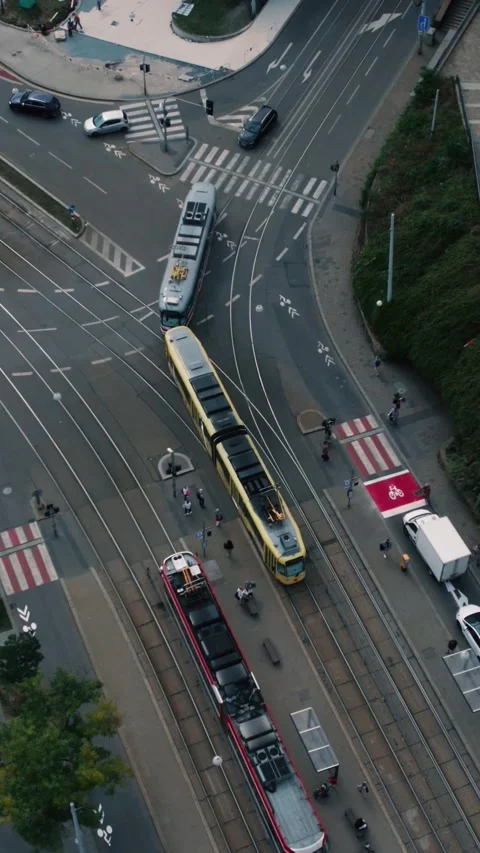 Aerial Overhead View of Trams at City  in  Antalya Turkey 04.02.2025. Stock Footage 345814598