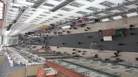 Aerial Overview Of busy road in Lisbon city centre Portugal _ Portrait ratio Stock Footage 59592335