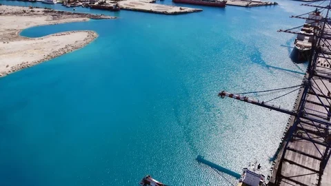 Aerial Overview of Container Port and Maritime Logistics, Bahamas Stock Footage 104022341