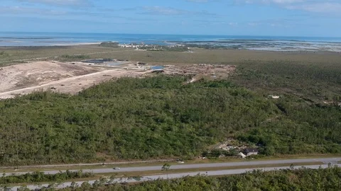 Aerial Overview of Freeport Sanitation Dump, Grand Bahama Bahamas Stock Footage 88918030
