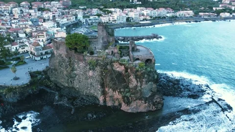 Aerial overview of an old Castle Stock Footage 167310408